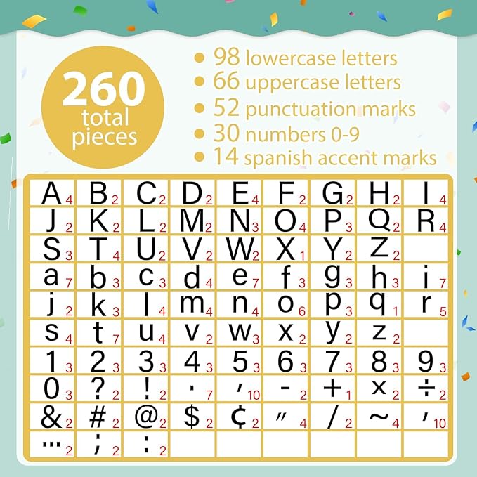 260pcs Bulletin Board Letters for Classroom 4” Letters Combo Pack Set We Belong Classroom Decorations Alphabet Numbers Symbols Letters for Bulletin Board Cutouts Card for Classroom Decor