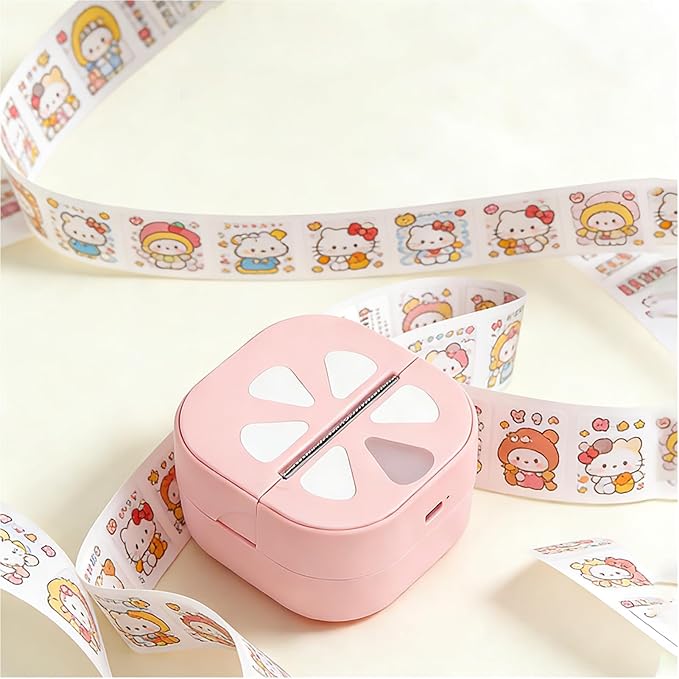 ciciglow D20 Pink Mini Sticker Printer, Label Maker Machine with 3 Rolls Colored Thermal Paper (Battery Included), Portable Inkless Sticker Maker, APP, for DIY Crafts, Journaling, Office Home Use