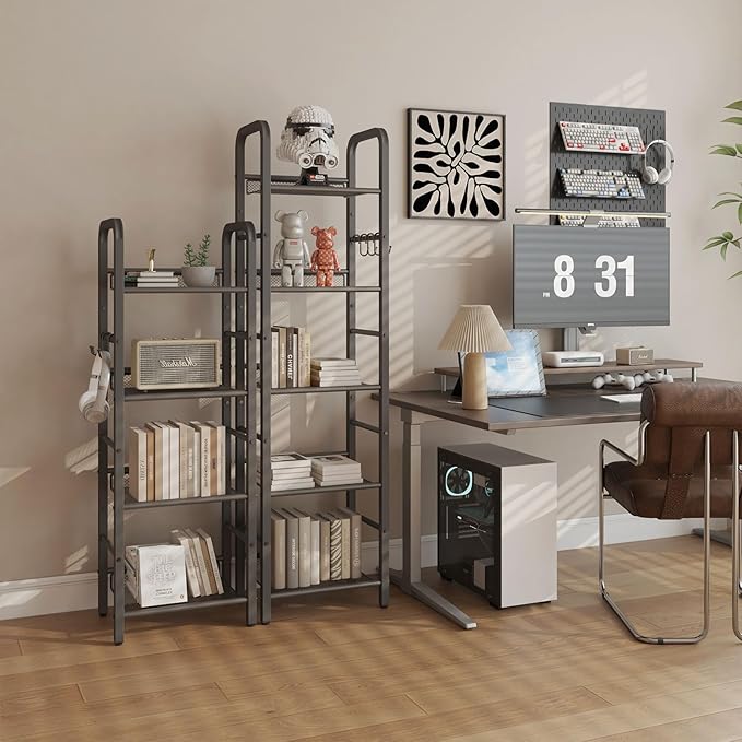 YMYNY 4 Tier Bookshelf, Freestanding Bookcase for Living Room, Bedroom, Home Office, Multi-Functional Storage Rack Organizer, Display Rack with Metal Frame, Rust Resistance, Black, UHBC054B