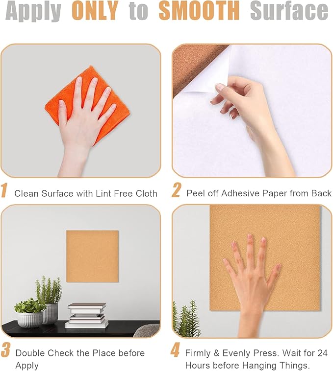 12x12 Cork Board Tiles Bulletin Board, 1/2" Thick Small Square Cork Boards for Walls, Self-Adhesive Cork Tiles for Home, Office, School, Bulletin Board Decorations(12mm,12pc)
