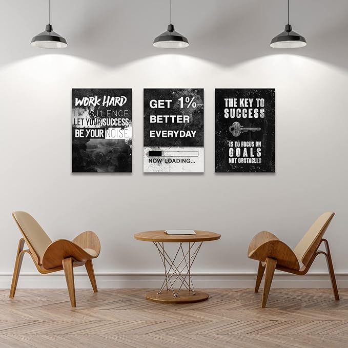KAWAHONE Motivational Success Canvas Wall Art for Home Office Workplace, Perseverance Leader Canvas Quotes Motivate Success Positive Poster Framed -Wrapped Framed Ready to Hang
