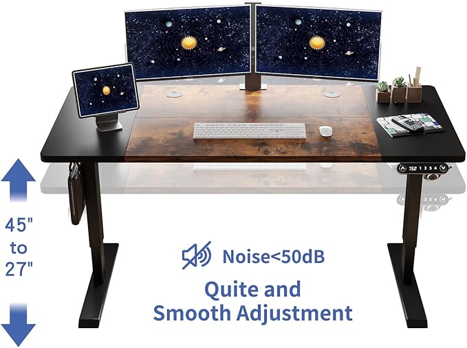 63 Inch Electric Standing Desk, Height Adjustable Sit Stand Desk with Memory Control and Spacious Desktop for Home Office