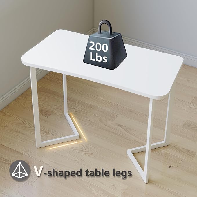Computer Desk 40 Inch Small Table for Office,Modern Simple Style Writing Study Work Gaming Table for Home Office (White)