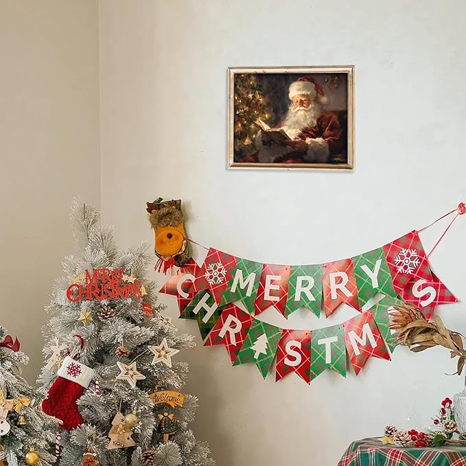 uniro Vintage Christmas Wall Art Santa Reading Book Christmas Oil Painting Printable Art Cottagecore Academia Art Christmas Decor Winter Farmhouse Holiday Wall Decor for Bedroom, Living Room, Gallery, winter Room Decor, Holiday Decoration Gifts( 8" x 1...