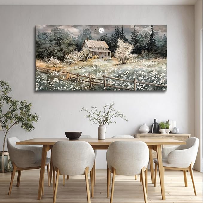 hyidecorart Wall Decor For Living Room Farmhouse Canvas Wall Art Nature Landscape Paintings Bedroom Decorations Rural Artwork Pictures Large Framed for Office Aesthetic Home Decor Ready To Hang