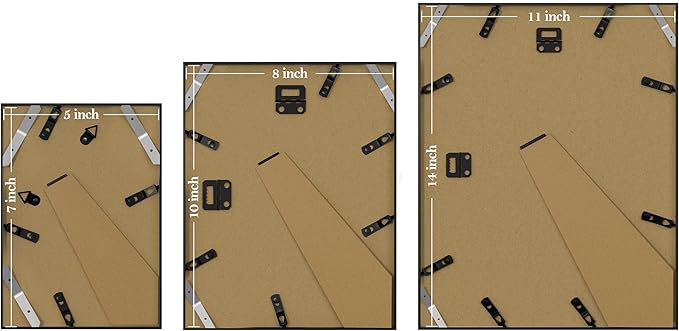 eletecpro Aluminum Gallery Wall Frame Set of 7, Including 1Pc 11x14, 2Pcs 8x10, 4Pcs 5x7 Photo Frames for Wall or Tabletop Display, Multiple Sizes Picture Frames Collage Wall Decor, Black