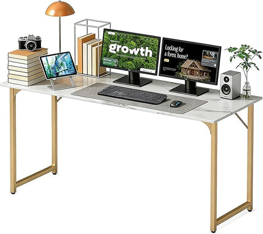 BestOffice Computer Desk,Home Office Desk, Modern Simple Style for Home Office Study Writing (Gold, 55 Inch)