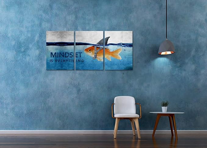 Yatsen Bridge Inspirational Canvas Picture Mindset is Everything Wall Art Motivational Posters Inspiring Entrepreneur Quotes Print Artwork Painting Home Office Decor for Teens School Framed(60"Wx28"H)