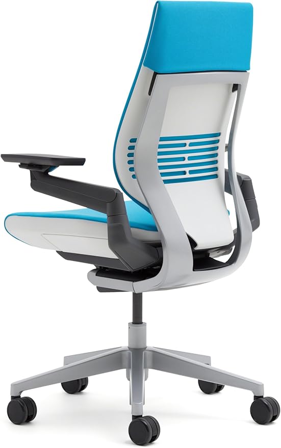 Steelcase Gesture Office Chair - Cogent Connect Scarlet Red Upholstered Wrapped Back Black Frame High Seat Black Seat/Back/Arms Hard Floor Caster Wheels