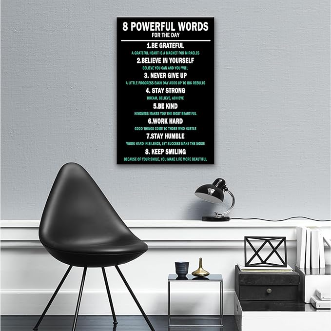 Motivational Wall Art 8 Powerful Words Entrepreneur Quotes Painting Inspirational Poster Print Positive Picture Artwork Wall Decor for Home Apartment Workplace Hallway Ready to Hang [12''Wx18''H]