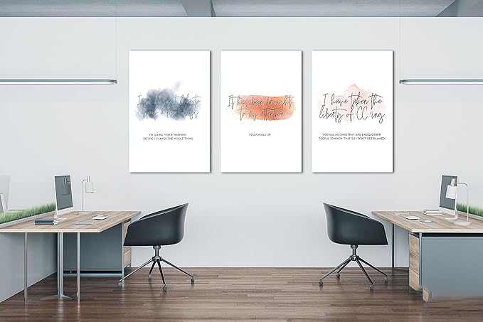 Inspirational Canvas Art Office Poster Wall Decor, Modern Office Wall Art Motivational Pictures for Wall, Man and Women Home Office Positive Quotes Wall Decor, Framed Artwork 24”x36”x3 Panels