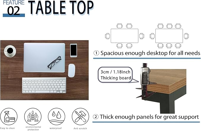 Modern Simple Style Computer Desk Standing Table 24x48 Inches Office Desk Computer Table Study Writing Desk Workstation for Home Office Black Metal Frame