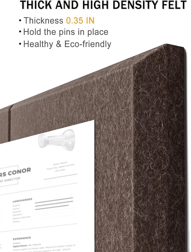 Hsurbtra Large Cork Board for Wall 36 x 24 Inch, 6 Pack Felt Bulletin Notice Board with Pushpins for Office Home School Farmhouse Wall Decor, Brown