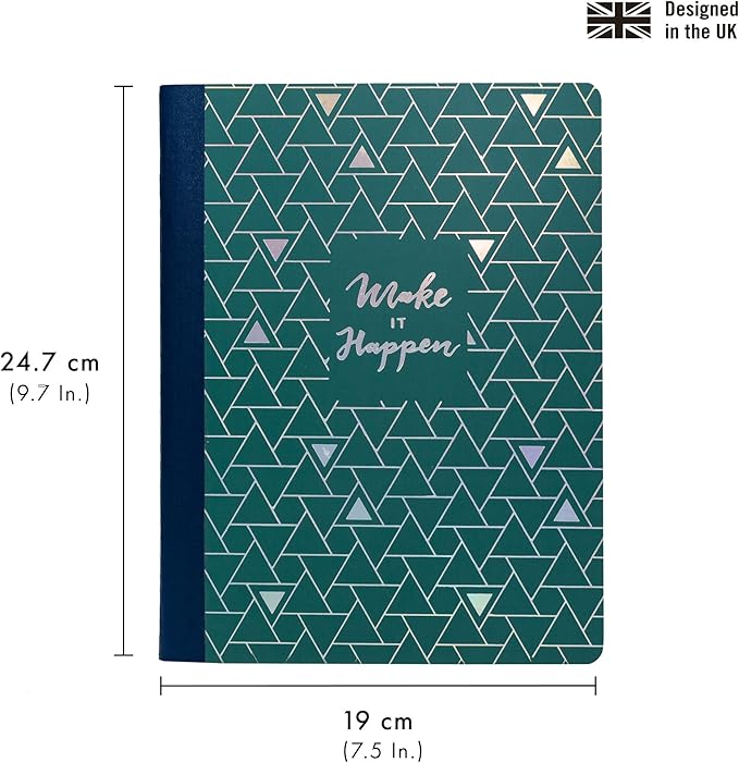 Pukka Pad, Composition Notebooks - 3 Pack of Journals Featuring 140 Pages of College Ruled 80GSM Paper with Sturdy Cover Stock - 9.75 x 7.5in - Green - Glee