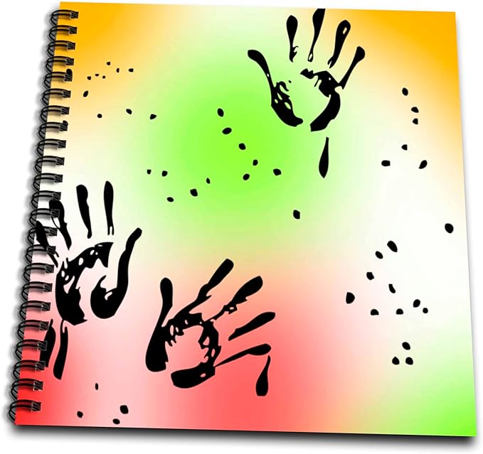 3dRose db_57268_1 Rainbow Fun Hand Prints-Children's Art-Drawing Book, 8 by 8-Inch