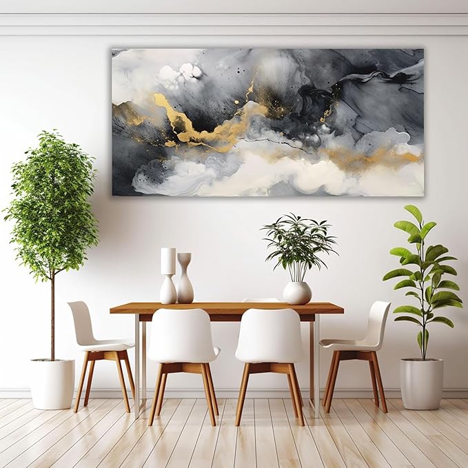 VOCBAN Office Wall Art Grey Wall Art for Bedroom Painting Canvas Prints Contemporary Picture Artwork for Home Living Room Bathroom Decor-60x120cm(24x45in) Unframed