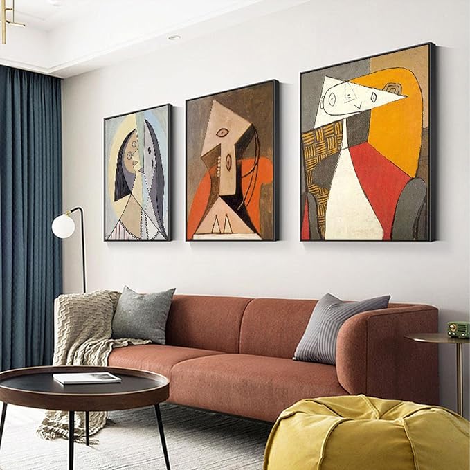 ZHMANLUCK Painting Artwork for Office Wall Decor Abstract Wall Art Poster Home Decoration Canvas Painting Picture Print Living Room Decor 20x30cm(8x12inch) x3 with-Black-Frame