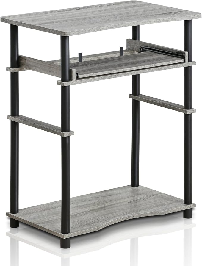 Furinno 10016GYW/BK Home Laptop Notebook Computer Desk, French Oak Grey/Black