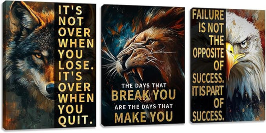 3 Panel Print Canvas Wall Art Motivational Office Wall Decor Painting Inspirational Posters Modern Inspiring Artwork for Home Living Room Bedroom Wall Decor Office Wall Art Ready to Hang - 60"Wx28"H