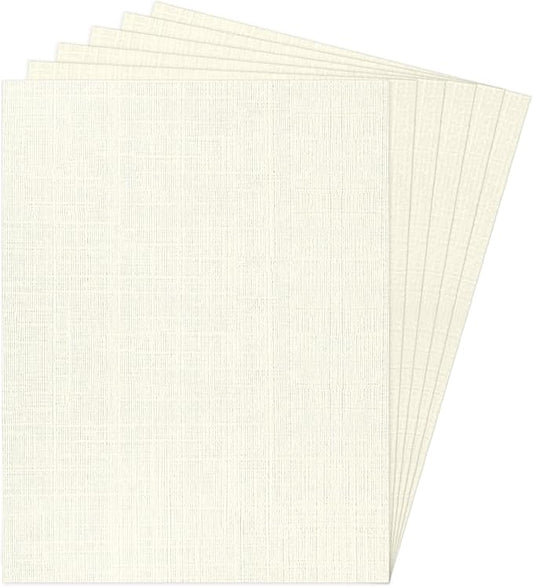 8.5 x 11 Ivory Linen Paper Textured Cardstock, Goefun 100lb Light Cream Thick Paper, Linen Textured Cardstock 100 Pack for Printing, Resume, Invitations, Artworks and Crafting