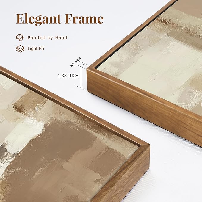 Large Neutral Abstract Textured Framed Canvas Wall Art Set, Minimalist Wall Decor Modern Art Prints, Black Brown Wall Painting Artwork for Living Room,Bedroom,Dining Room,Office, 24"x36"x3
