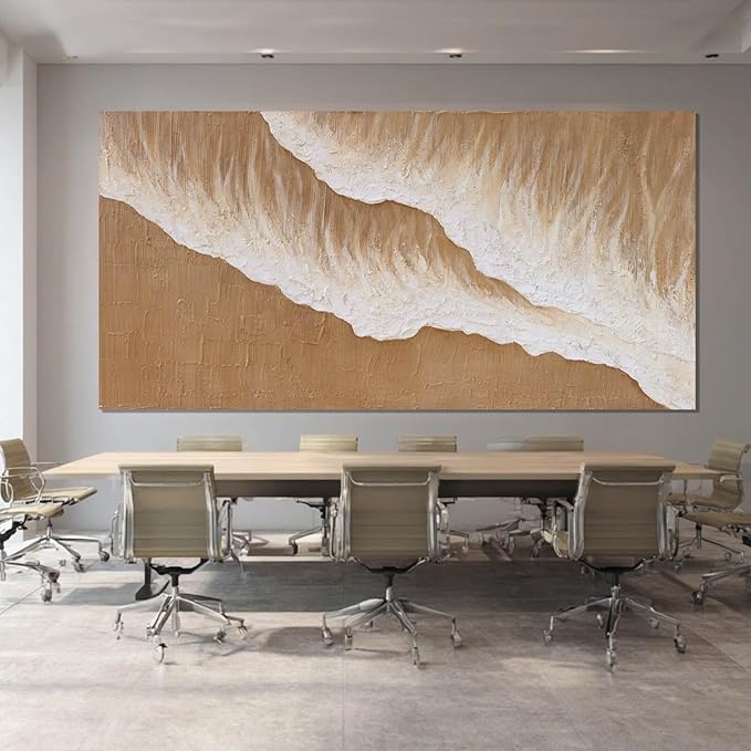ZENPEE Large Abstract Wall Art, Brown Modern Wall Decor, Beach Canvas Wall Art for Living Room or Office, Room Posters, 29" x 58"