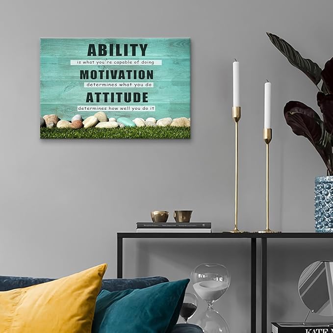 Motivational Wall Decor Inspirational Office Canvas Wall Art Ability Positive Poster Print Artwork for Home Bedroom Bathroom Office Wall Decoration Framed Ready to Hang [18''Wx12''H]