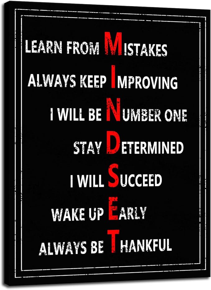 Inspirational Canvas Wall Art Mindset Inspiring Poster Motivational Entrepreneur Quotes Proverbs Picture Print Painting Artwork Office Home Wall Decor Living Room Frame Ready to Hang[30″W X 40″H]