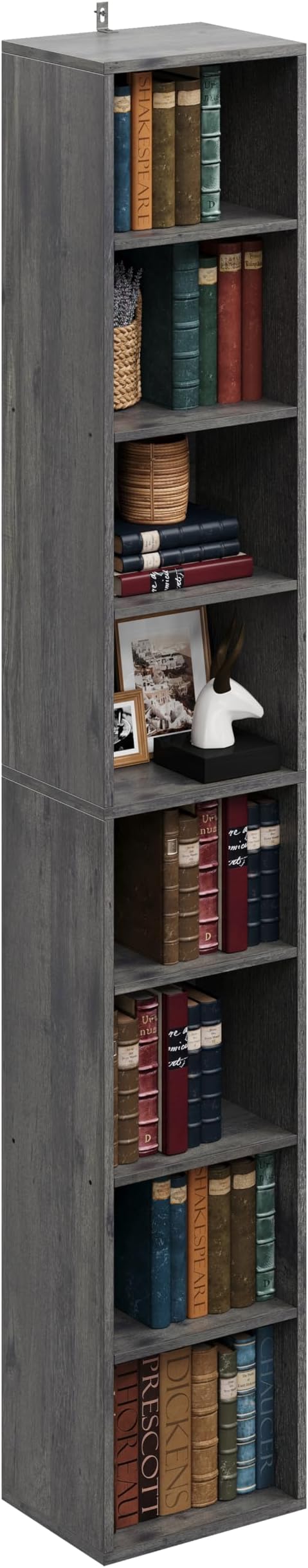 IRONCK Tall Narrow Bookshelf 8 Tiers 71in, Compact Corner Bookcase, Easy to Match for Living Room, Office, Study, Bedroom