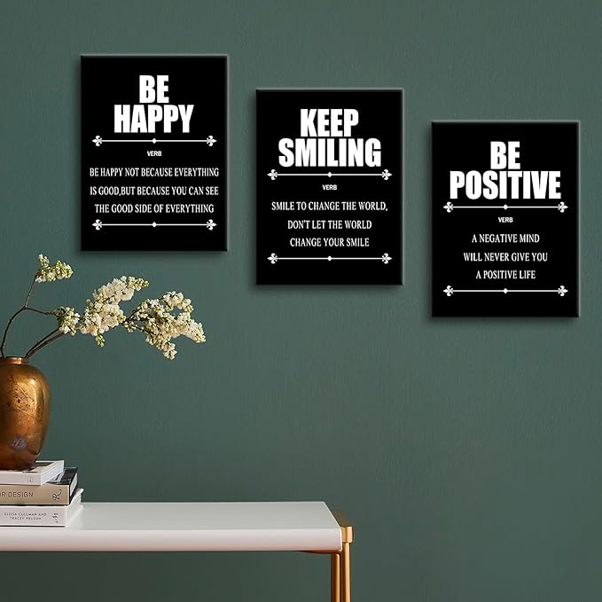 Inspirational Canvas Wall Art 3 Piece Quotes Success Entrepreneurs Posters Print Office Decor Picture Painting Artwork for Office Bedroom Bathroom Wall Picture Ready to Hang [36''W X 16''H]