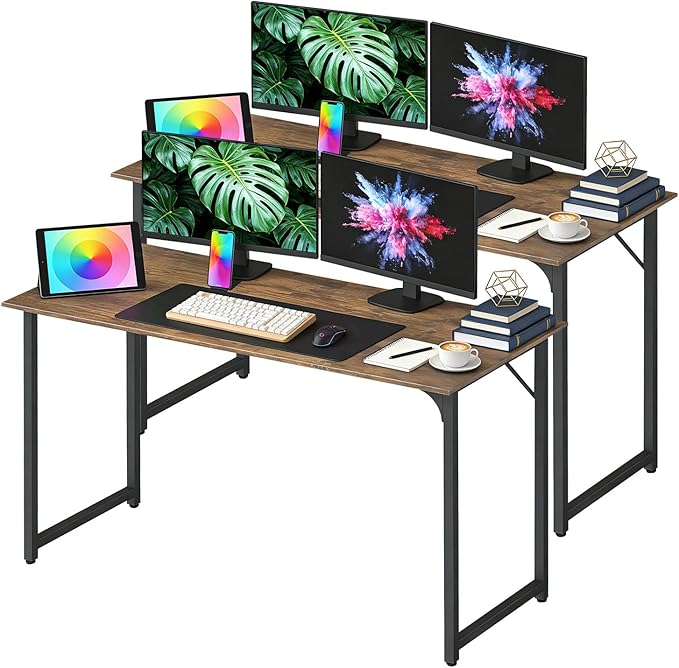 BestOffice Computer Desk,Home Office Desk, Modern Simple Style for Home Office Study Writing (Brown, 47 Inch,2 Pack)
