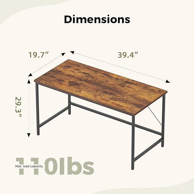 Mericonia 40 inch Computer Desk, Gaming Desk for Small Spaces, Modern Simple Style Table for Home Office, Study Student Writing Table