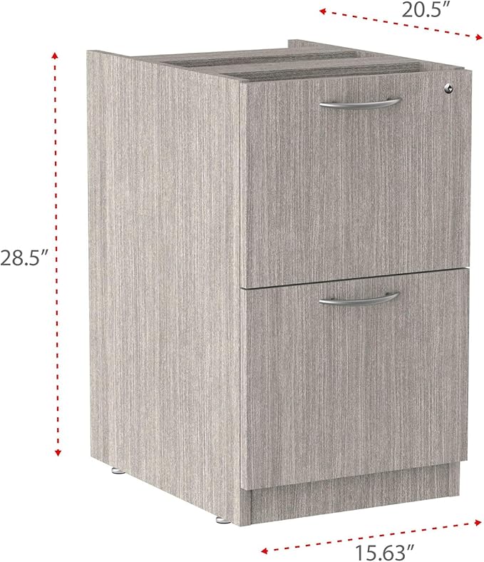Alera Alera Valencia Series Full Pedestal File, Left or Right, 2 Legal/Letter-Size File Drawers, Gray, 15.63" x 20.5" x 28.5"