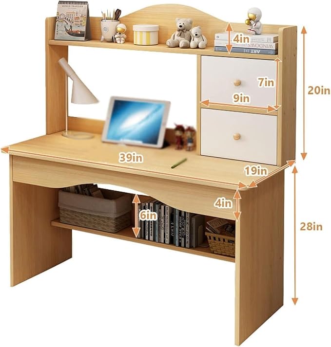Computer Desk with Storage Shelves,Home Office Study Writing Table Workstation for Home and Office(White,39 Inch)