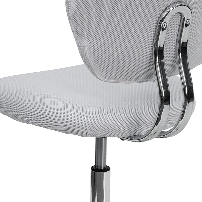 Flash Furniture Beverly Mid-Back White Mesh Padded Swivel Task Office Chair with Chrome Base