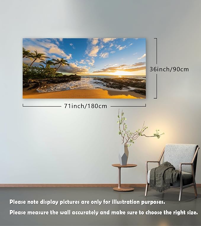 DZL Art S75498 Large Beach wall art Secret Beach at sunset, Maui, Hawaii Canvas Wall Art For Living Room Decoration Nature Picture Canvas Prints Painting for for Office Wall Decor Home Decorations