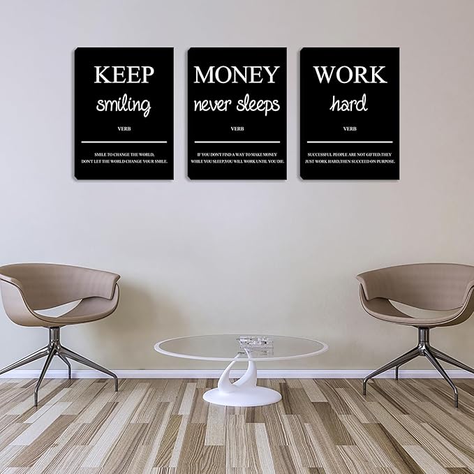 Motivational Wall Art Posters Inspirational Canvas Prints Decorations Positive Office Artwork for Wall Decor Picture Painting Framed Artwork for Bedroom Home Office Living Room (60”Wx28”H)