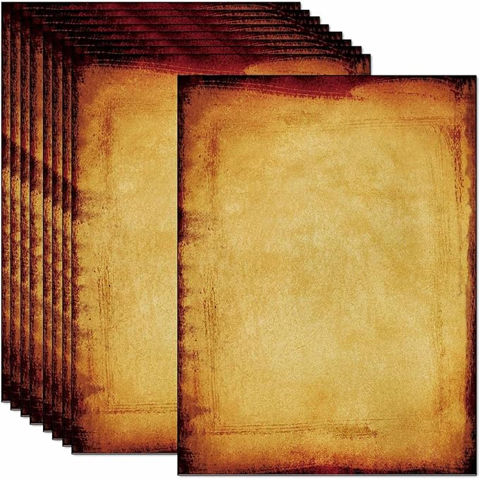 50 DUGUTUL Old Looking Vintage Design Stationery Paper, 8.5 x 11 in, Double Sided, Textured, Printer Friendly for Invitation, Letter, Resume, Award, Diploma, Art, Craft, Certificate (B)