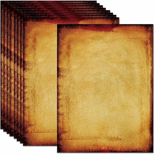 50 DUGUTUL Old Looking Vintage Design Stationery Paper, 8.5 x 11 in, Double Sided, Textured, Printer Friendly for Invitation, Letter, Resume, Award, Diploma, Art, Craft, Certificate (B)