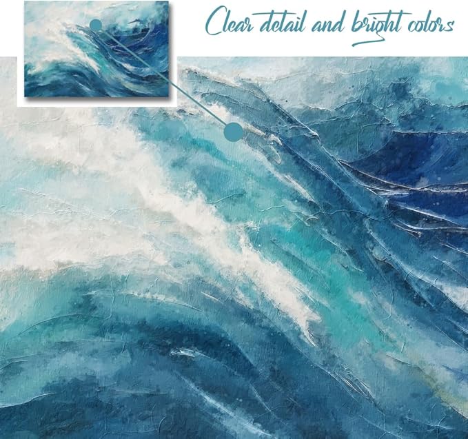 gaosoul Canvas Print Modern Abstract Ocean Paintings Blue and White Wall Art Poster or Living Room Bedroom Hallway Office Decoration 36x24in