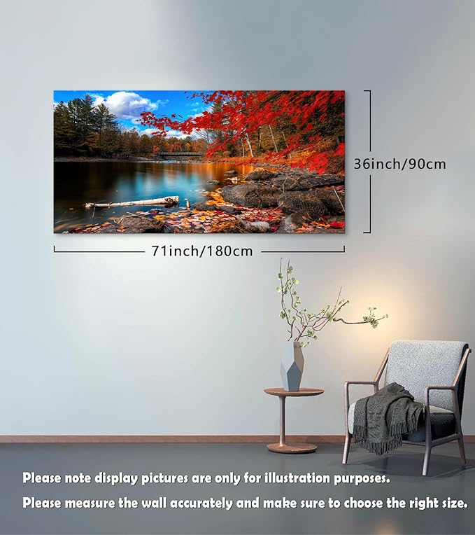 DZL Art S72698 Nature Wall Art Canvas Artwork Lake Mountain Red Maple Leaf National Park Nature Pictures for Living Room Bedroom Office Wall Decor Home Decoration