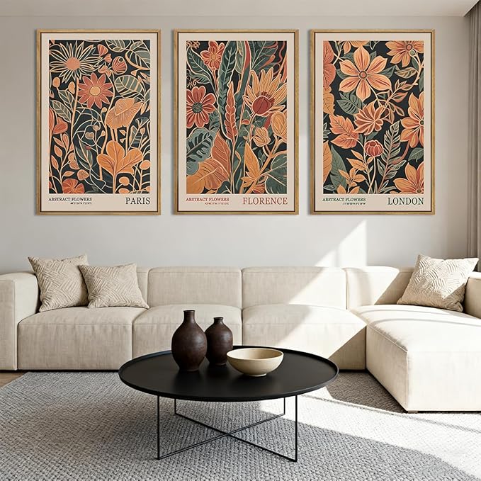 ANHUIB Floral Wall Art 16x24 Inch Large Vintage Botanical Wall Decor Retro Floral Blossom Paintings Modern Plant Art Prints Set of 3 for Living Room Bedroom Office