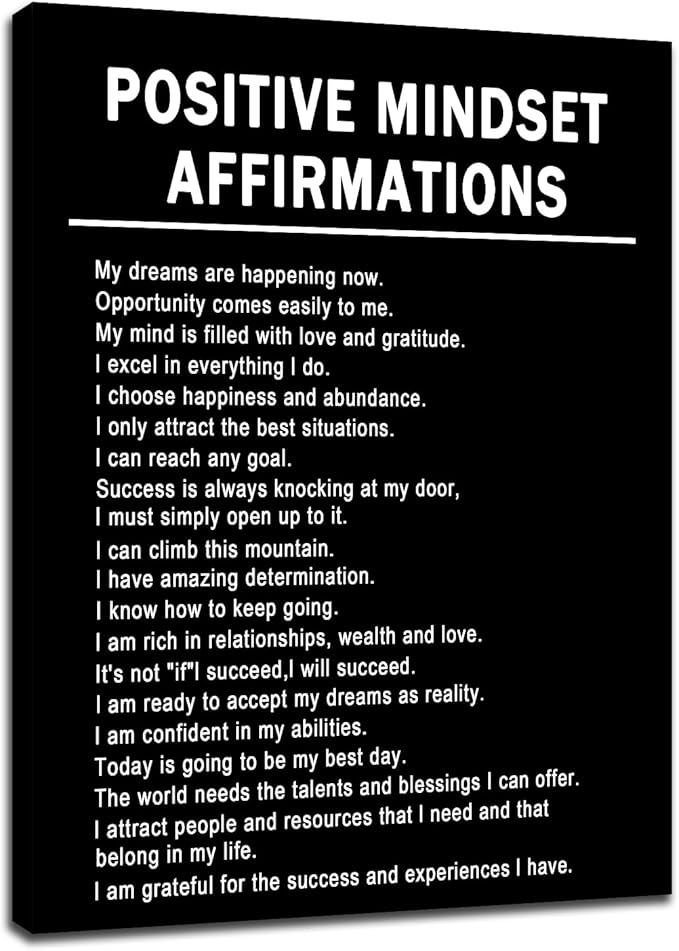 PSYYSP Motivational Office Wall Art Positive Mindset Affirmations Inspirational Painting Poster Entrepreneur Quotes Picture Print for Home Bedroom Office Wall Decoration Ready to Hang [18''Wx24''H]