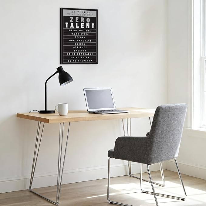 YOUHONG Motivational Wall Decor Inspirational Quotes Wall Art 10 Things That Require Zero Talent Motivational Posters Inspirational Poster Office Art with Wooden Frame for Office Decor (28x40 Inch)