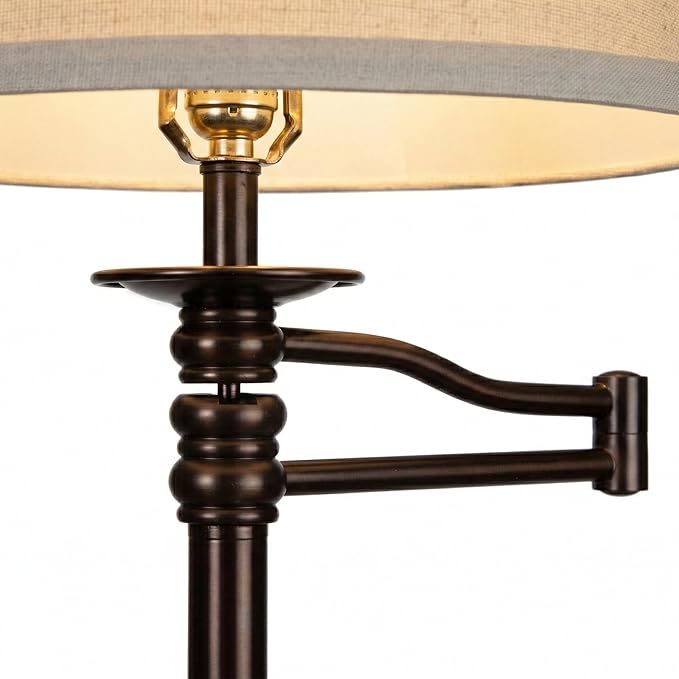 Brightech Caden LED Floor lamp, Great Living Room Décor, Tall Lamp With Swing Arm, Classic Lamp for Living Rooms & Offices, Industrial Standing Lamp for Bedroom Reading - Bronze