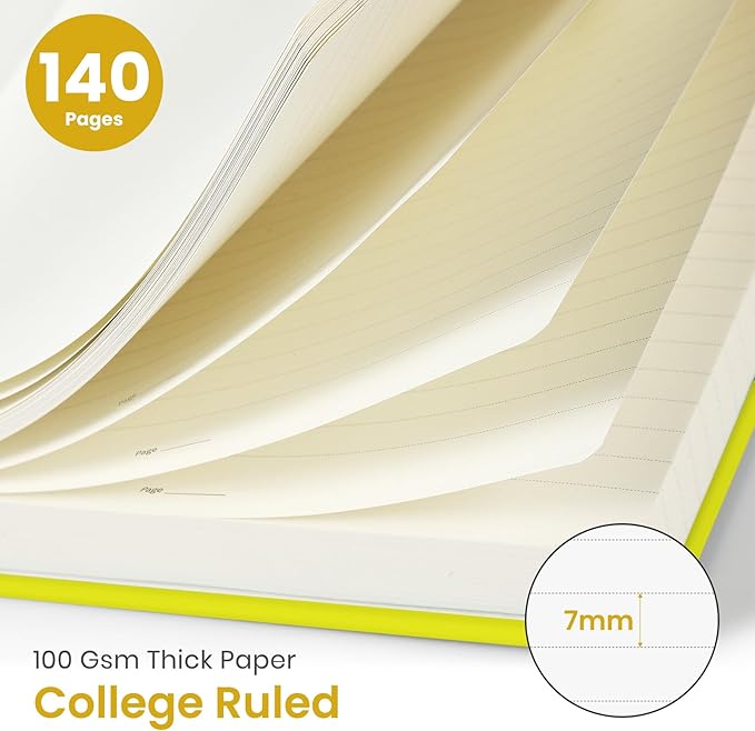 Taja Lined Spiral Journal Notebook for Women & Men, 140 Pages, College Ruled Hardcover Notebook for Work & Note Taking, Journals for Writing, A5(5.7" x 7.9") – Lemon Yellow