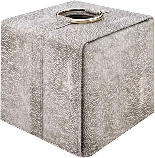 Stylish Tissue Box Durable Leather Tissue Box and Pu Tissue Box Holder Can be Used for Bathroom Dressing Table Bedside Table Office Desk Modern Tissue Box (Color : White) (Graya)