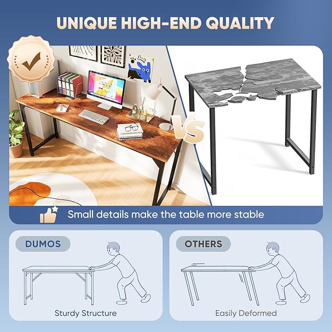 DUMOS 63 Inch Office Computer Desk Modern Simple Style Writing Study Work Table for Home Bedroom - Wood Brown