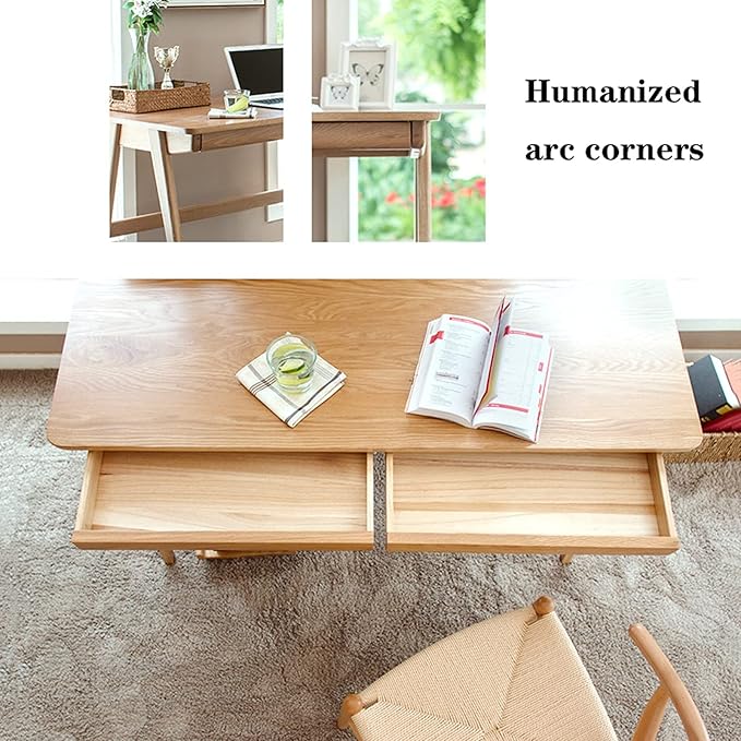 GLigeT Office Desk Modern Simple Style Wood Desk Study Writing Table Double Drawer Home Office Monitor Stand Workstation, 2 Colors Study Writing PC Desk (Color : Walnut, Size : 0.8 Meters)