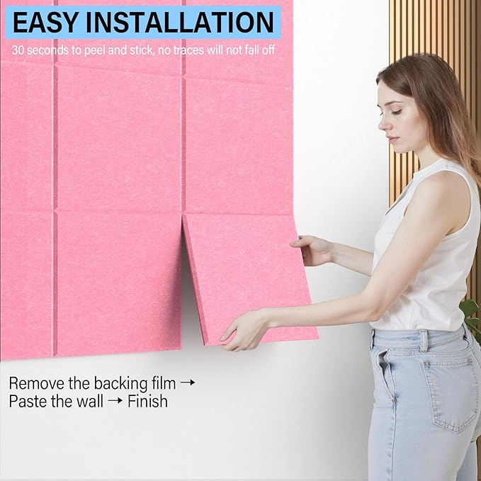 Large Cork Boards for Walls – 36" x 24" Self Adhesive Felt Wall Tiles, Ideal for Office Black Bulletin Board, Easy to Install Pin Board Photo Board